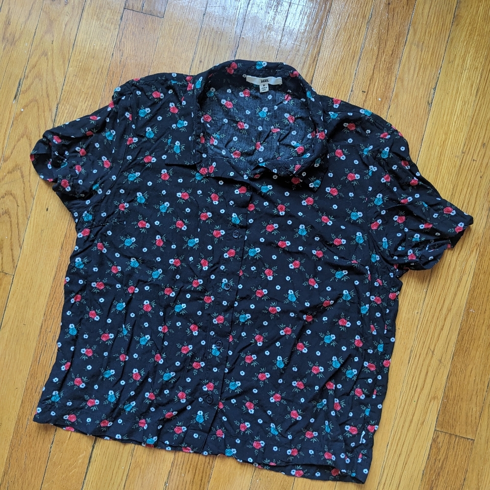 Vans Black Floral Button Up Shirt